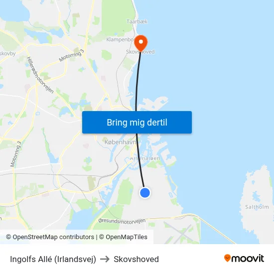 Ingolfs Allé (Irlandsvej) to Skovshoved map