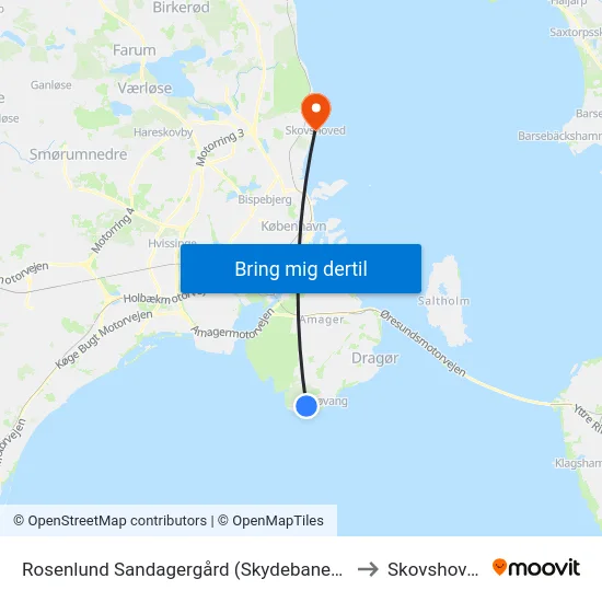 Rosenlund Sandagergård (Skydebanevej) to Skovshoved map