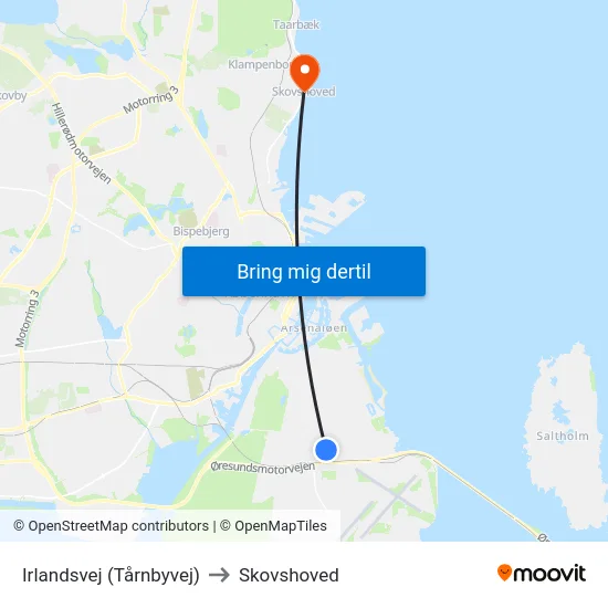 Irlandsvej (Tårnbyvej) to Skovshoved map
