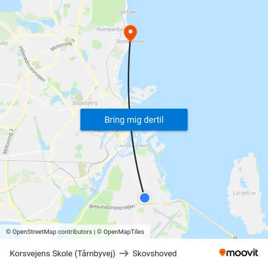 Korsvejens Skole (Tårnbyvej) to Skovshoved map