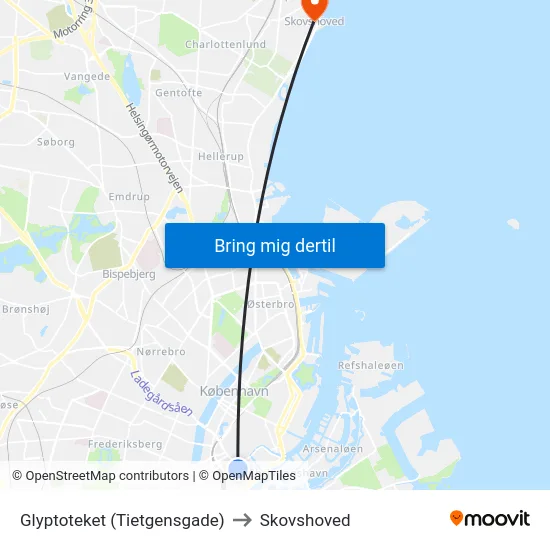 Glyptoteket (Tietgensgade) to Skovshoved map