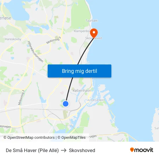 De Små Haver (Pile Allé) to Skovshoved map