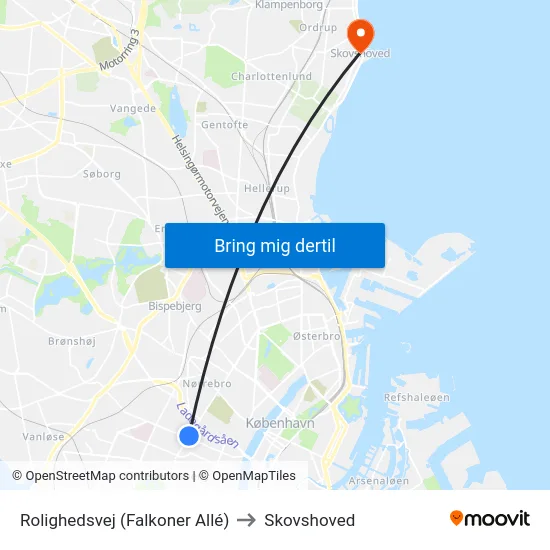Rolighedsvej (Falkoner Allé) to Skovshoved map