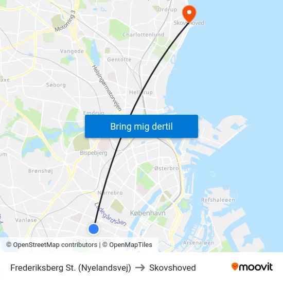 Frederiksberg St. (Nyelandsvej) to Skovshoved map