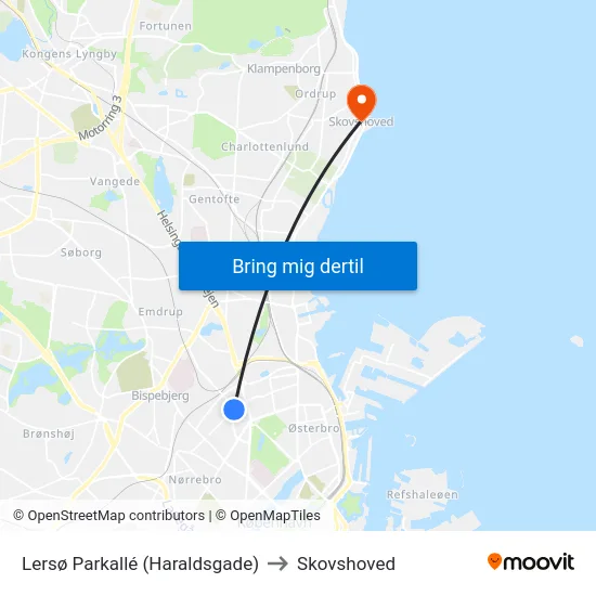 Lersø Parkallé (Haraldsgade) to Skovshoved map