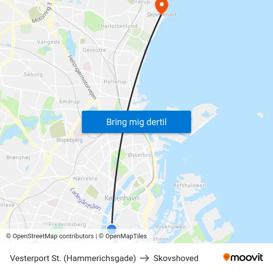 Vesterport St. (Hammerichsgade) to Skovshoved map
