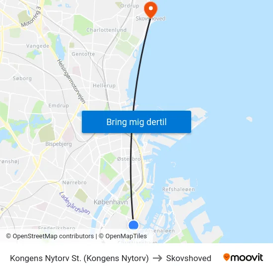 Kongens Nytorv St. (Kongens Nytorv) to Skovshoved map
