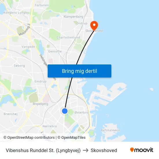 Vibenshus Runddel St. (Lyngbyvej) to Skovshoved map