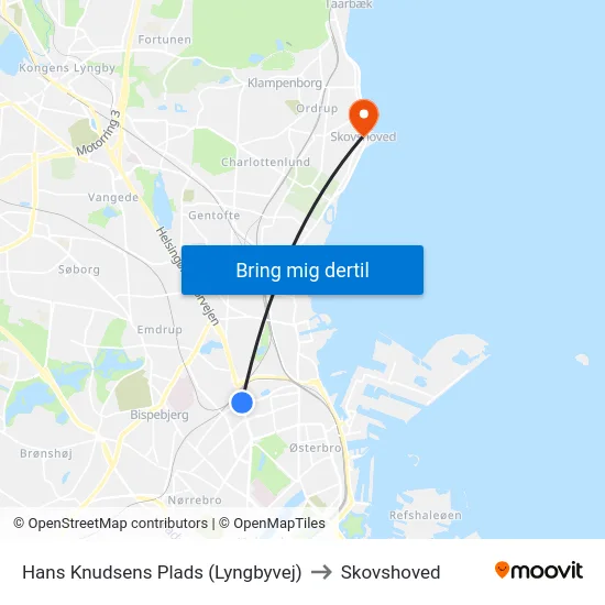 Hans Knudsens Plads (Lyngbyvej) to Skovshoved map