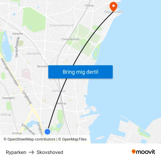Ryparken to Skovshoved map