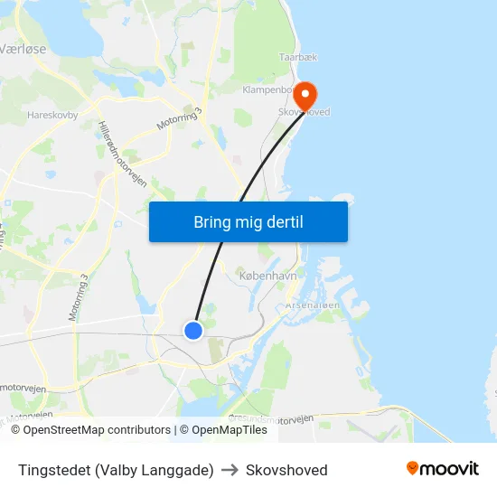 Tingstedet (Valby Langgade) to Skovshoved map