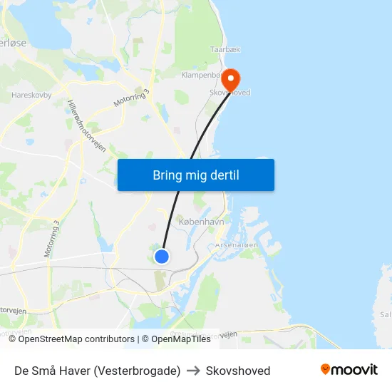 De Små Haver (Vesterbrogade) to Skovshoved map