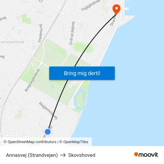 Annasvej (Strandvejen) to Skovshoved map