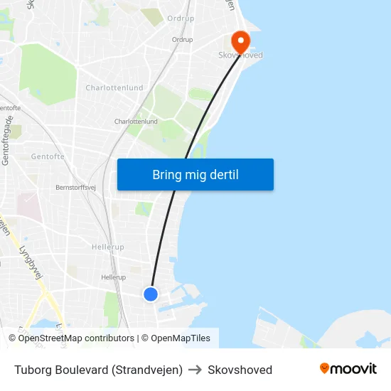 Tuborg Boulevard (Strandvejen) to Skovshoved map