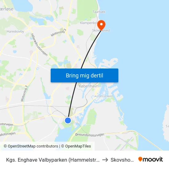 Kgs. Enghave Valbyparken (Hammelstrupvej) to Skovshoved map