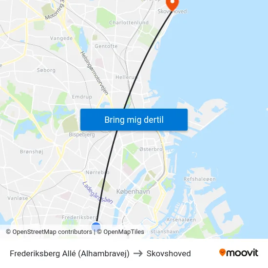 Frederiksberg Allé (Alhambravej) to Skovshoved map