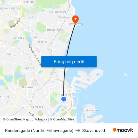 Randersgade (Nordre Frihavnsgade) to Skovshoved map