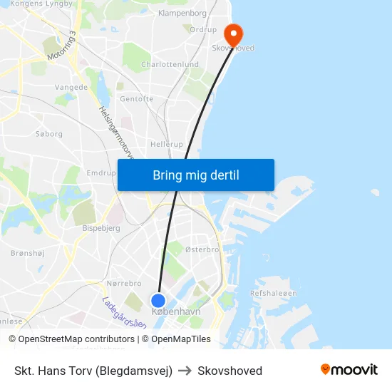 Skt. Hans Torv (Blegdamsvej) to Skovshoved map