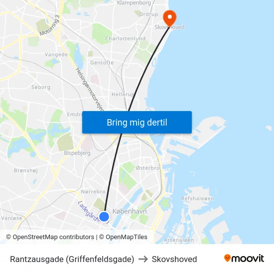 Rantzausgade (Griffenfeldsgade) to Skovshoved map