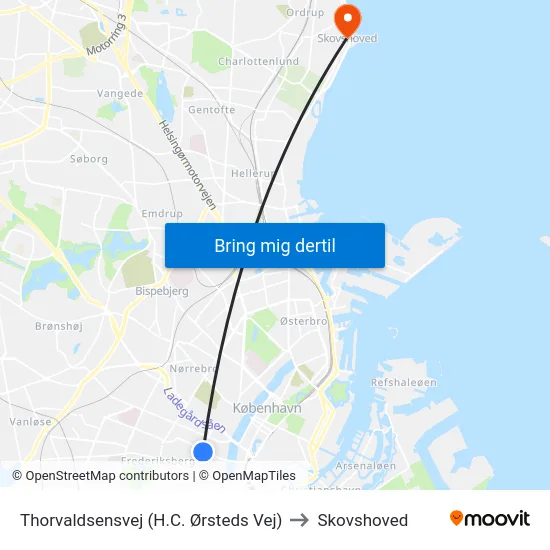 Thorvaldsensvej (H.C. Ørsteds Vej) to Skovshoved map