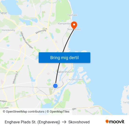 Enghave Plads St. (Enghavevej) to Skovshoved map