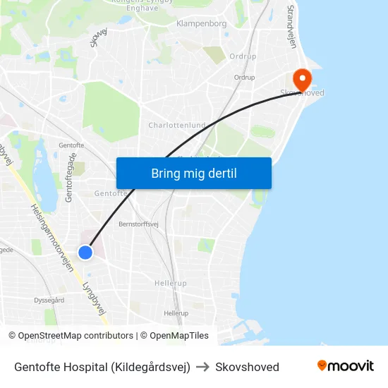 Gentofte Hospital (Kildegårdsvej) to Skovshoved map