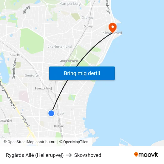 Rygårds Allé (Hellerupvej) to Skovshoved map