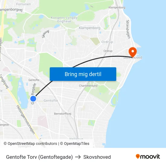 Gentofte Torv (Gentoftegade) to Skovshoved map