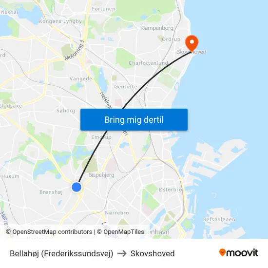 Bellahøj (Frederikssundsvej) to Skovshoved map