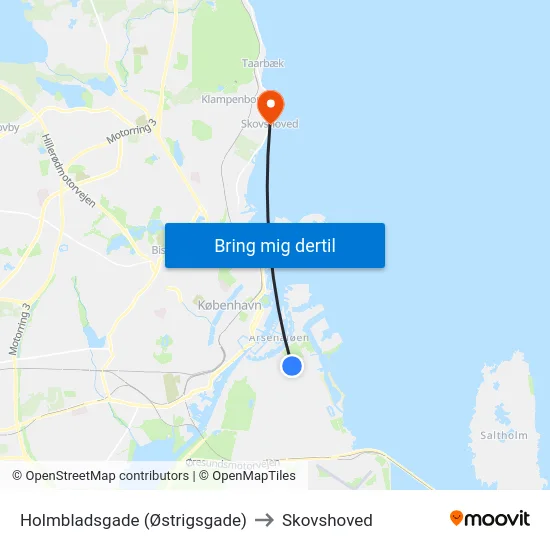 Holmbladsgade (Østrigsgade) to Skovshoved map