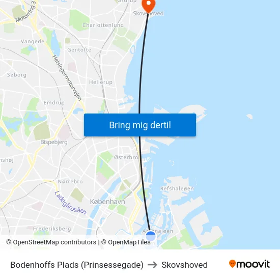 Bodenhoffs Plads (Prinsessegade) to Skovshoved map
