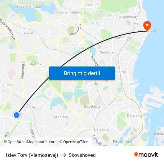 Islev Torv (Viemosevej) to Skovshoved map
