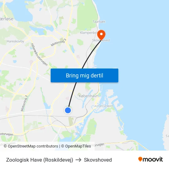 Zoologisk Have (Roskildevej) to Skovshoved map