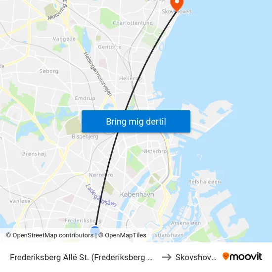 Frederiksberg Allé St. (Frederiksberg Allé) to Skovshoved map