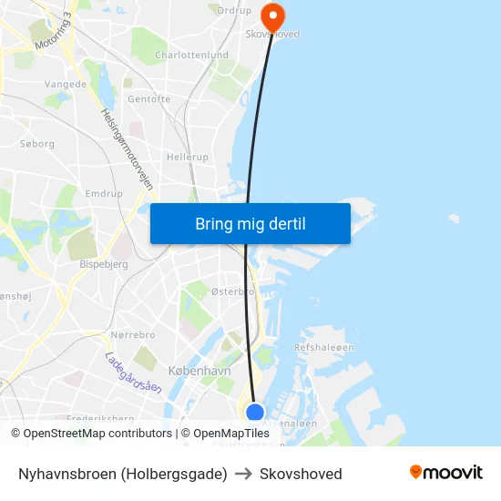 Nyhavnsbroen (Holbergsgade) to Skovshoved map