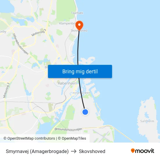 Smyrnavej (Amagerbrogade) to Skovshoved map