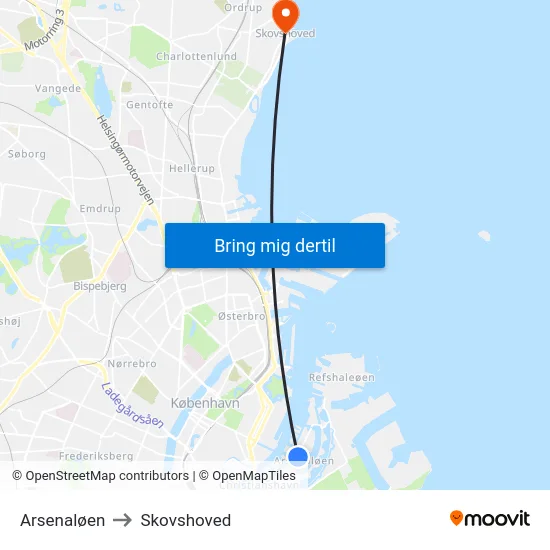 Arsenaløen to Skovshoved map