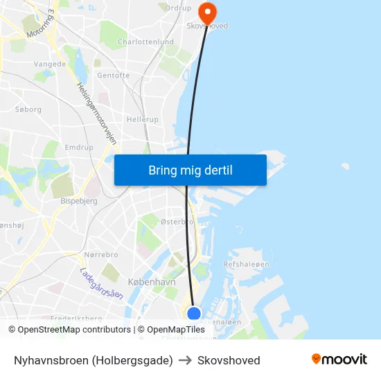 Nyhavnsbroen (Holbergsgade) to Skovshoved map