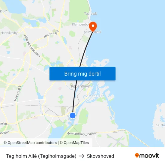 Teglholm Allé (Teglholmsgade) to Skovshoved map