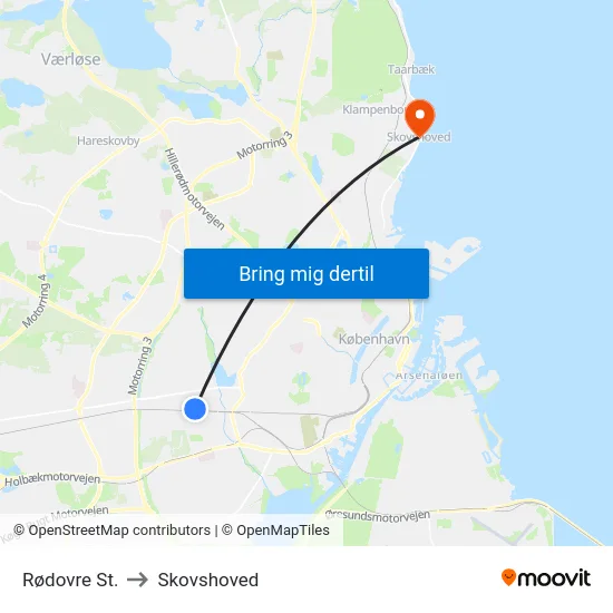 Rødovre St. to Skovshoved map