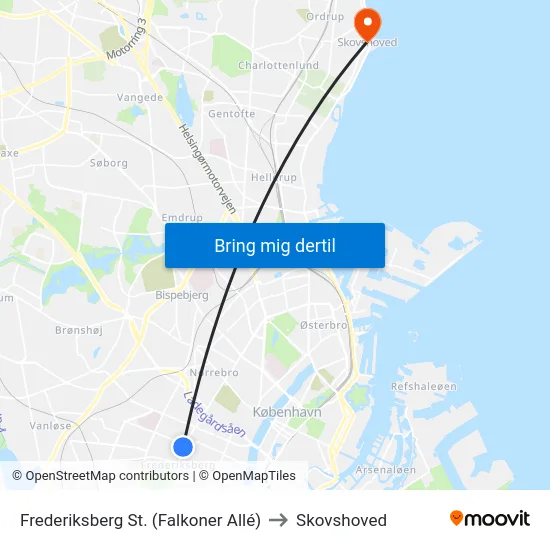 Frederiksberg St. (Falkoner Allé) to Skovshoved map