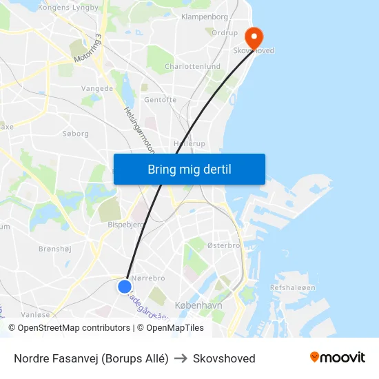 Nordre Fasanvej (Borups Allé) to Skovshoved map