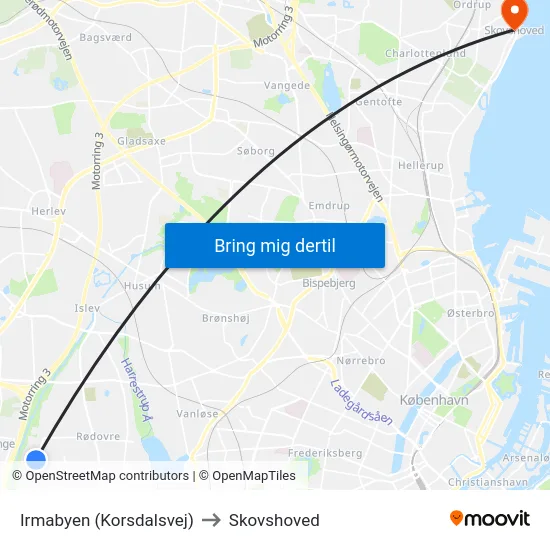 Irmabyen (Korsdalsvej) to Skovshoved map