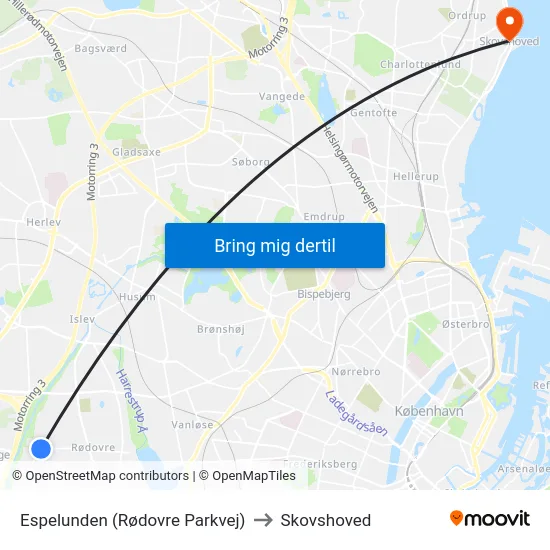 Espelunden (Rødovre Parkvej) to Skovshoved map
