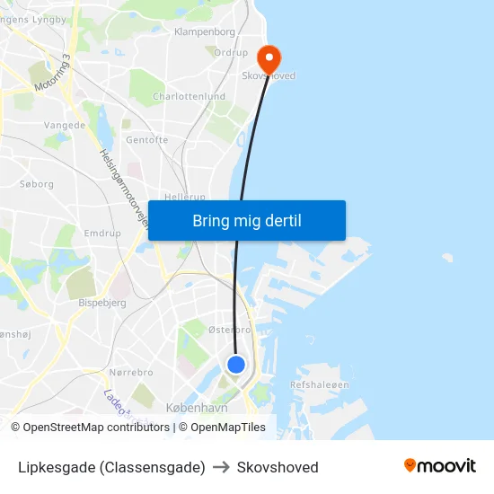 Lipkesgade (Classensgade) to Skovshoved map