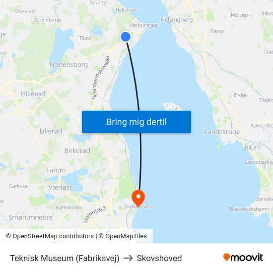 Teknisk Museum (Fabriksvej) to Skovshoved map