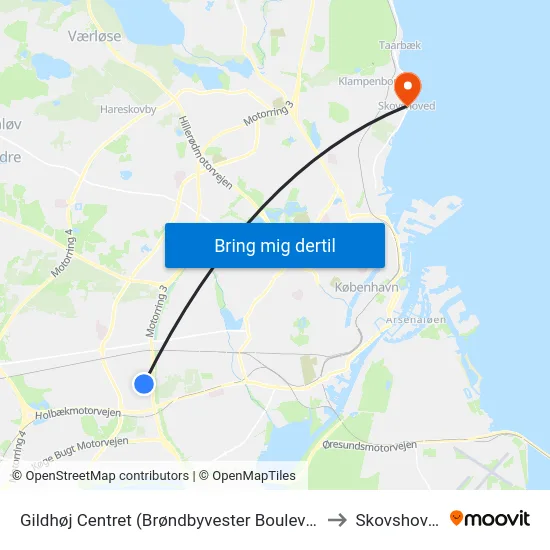 Gildhøj Centret (Brøndbyvester Boulevard) to Skovshoved map