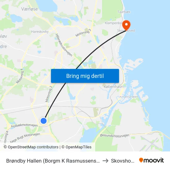 Brøndby Hallen (Borgm K Rasmussens Blvd) to Skovshoved map
