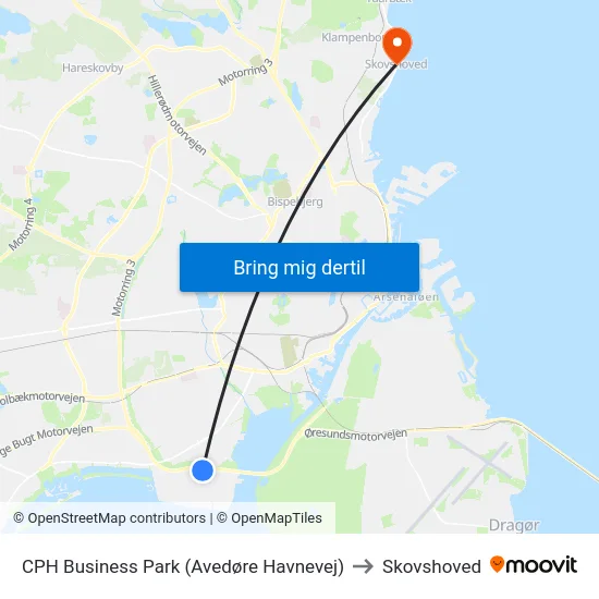 CPH Business Park (Avedøre Havnevej) to Skovshoved map