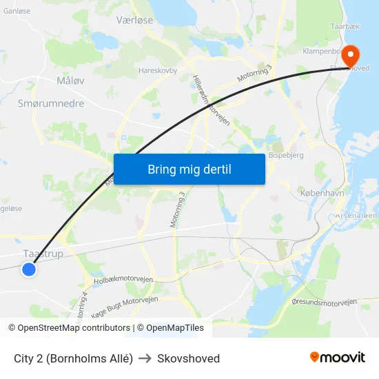 City 2 (Bornholms Allé) to Skovshoved map